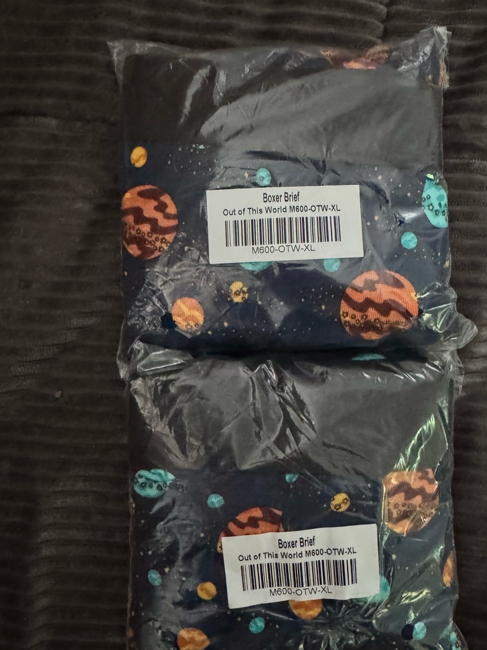 MeUndies Men’s Planet Print Boxer Briefs - Navy with Orange & Teal